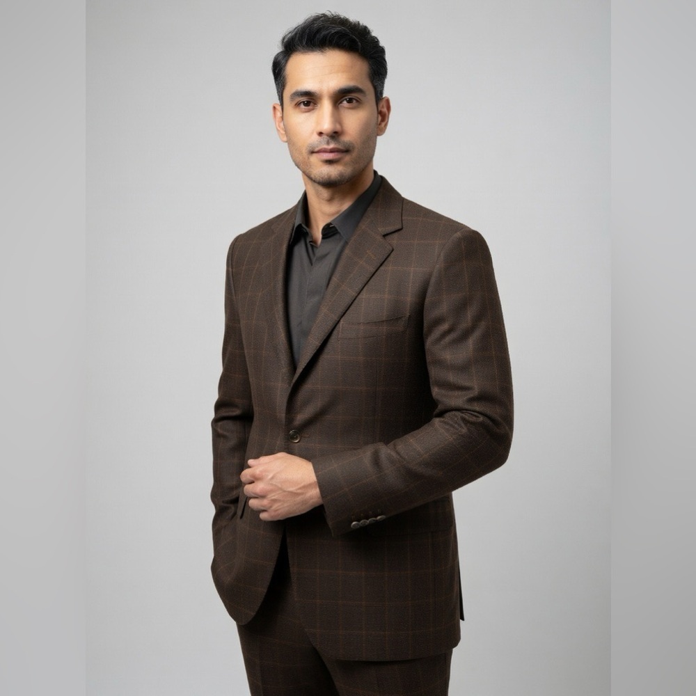 Ermenegildo Zegna Men’s 100% Cashmere Blazer Window Pane Size 56 Luxury Business